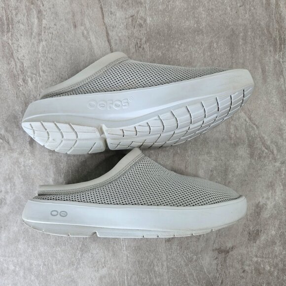 Oofos Oocoozie Mules Womens 8.5 Gray Mesh Recovery Slip On Sport Comfort Shoes - Picture 5 of 11